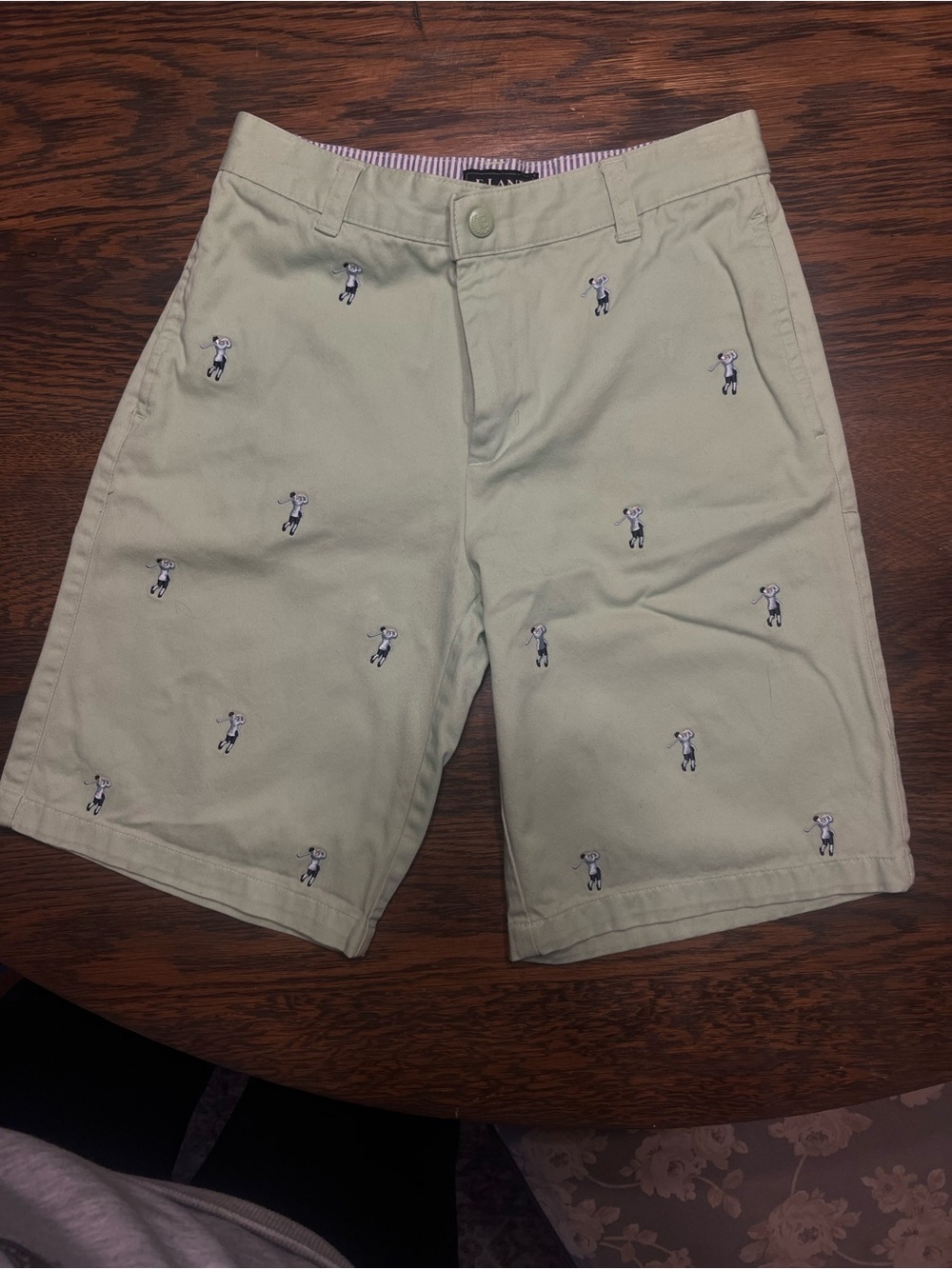 E-Land Kids Light Green Embroidered Chino Shorts